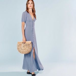 Reformation LOVETTA light blue button down maxi dress size 6